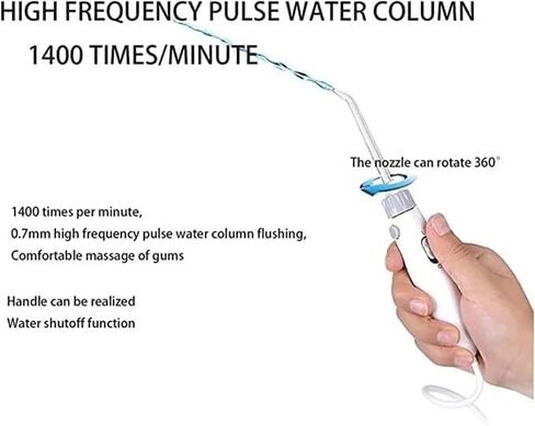 Electric Water Flosser, Cordless Dental Oral Irrigator with 6 Jet Tips & 360° Rotating Nozzle, Smart Timing Teeth Cleaning Tool for Home and Travel in Kuwait