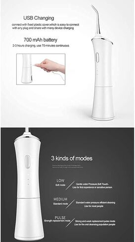 Water Flosser for Teeth, 150ML Cordless Dental Oral Irrigator Rechargeable with 3 Modes for Travel, Home and Office in Kuwait