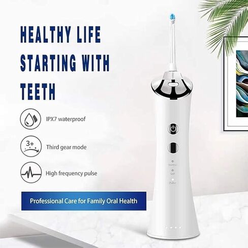 Water Flosser Professional Cordless Dental Oral Irrigator - Portable and Rechargeable Waterproof 4 Modes Water Flosser for Home and Travel, Braces & Bridges Care in Kuwait