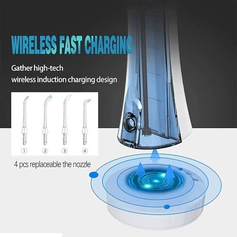Water Flosser Professional Cordless Dental Oral Irrigator - Portable and Rechargeable Waterproof 4 Modes Water Flosser for Home and Travel, Braces & Bridges Care in Kuwait