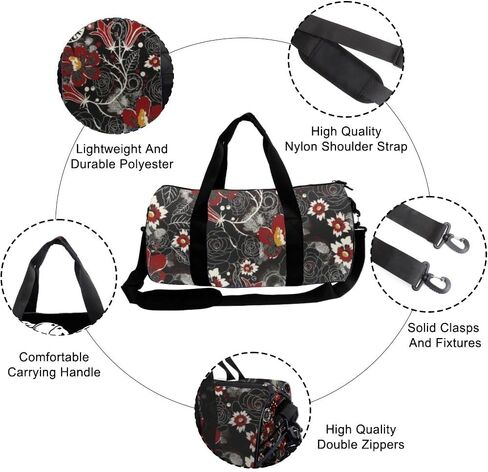 Abstract Flowers Easy Clean Workout Bag For Men Women Oxford Tote Bags Adjustable Shoulder Strap, Convertible Carry Backpack Retro Gym Bag For Sleepover Wrestling Gym Accessories Men in Kuwait