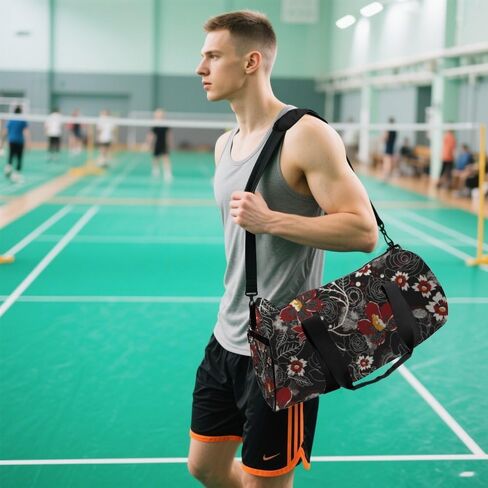 Abstract Flowers Easy Clean Workout Bag For Men Women Oxford Tote Bags Adjustable Shoulder Strap, Convertible Carry Backpack Retro Gym Bag For Sleepover Wrestling Gym Accessories Men in Kuwait