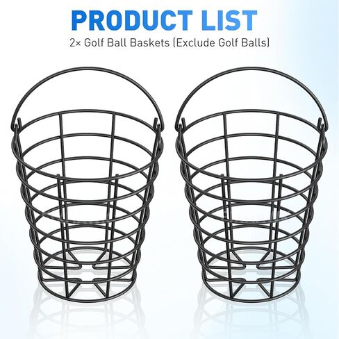 2 Pack Golf Ball Basket with Handle, Metal Range Golf Ball Baskets, Holds 45 Standard Balls(Golf Balls Not Included) in Saudi Arabia