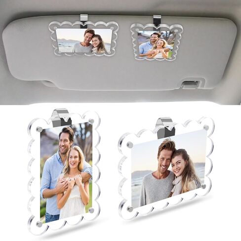PIFOOG 2 Pack Car Visor Picture Holders Clip Photo Frame Acrylic Magnetic Display Pictures Frames for Cars Sun Visor Personalized Memorial Presents for Mother Dad Friends Transparent 2.5 × 3.7 inch in Saudi Arabia
