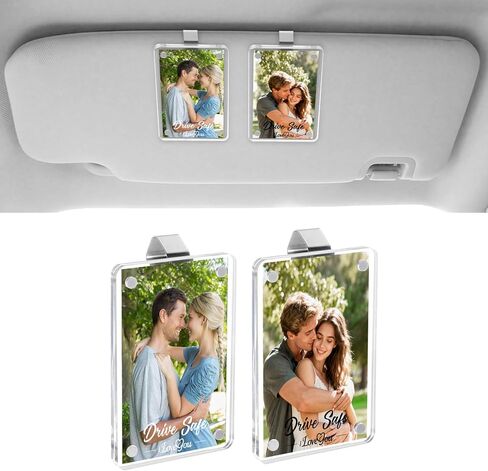 PIFOOG 2 Pack Car Visor Picture Holders Clip Photo Frame Acrylic Magnetic Display Pictures Frames for Cars Sun Visor Personalized Memorial Presents for Mother Dad Friends Transparent 2.5 × 3.7 inch in Kuwait