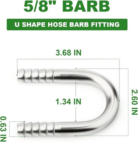 TAISHER 1PCS 304 Stainless Steel 5/8" x 5/8" Hose Barb Fittings, U Shape Joint Splicer Mender Fitting Union for Fuel/AIR/Lquid/Gas with 2PCS Hose Clamp in Saudi Arabia
