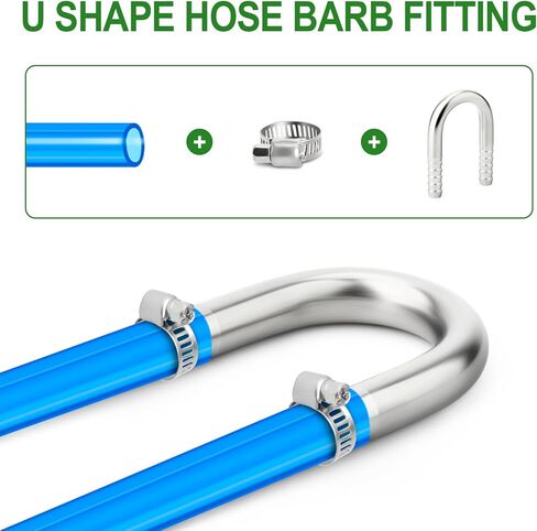 TAISHER 1PCS 304 Stainless Steel 5/8" x 5/8" Hose Barb Fittings, U Shape Joint Splicer Mender Fitting Union for Fuel/AIR/Lquid/Gas with 2PCS Hose Clamp in Saudi Arabia