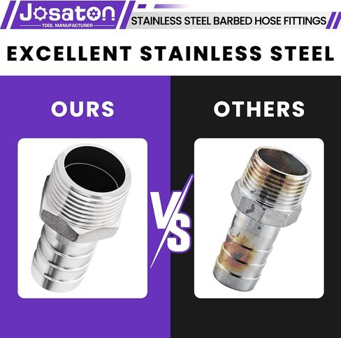 Barbed Hose Fittings, Josaton Stainless Steel 1" Hose Barb to 1" Male NPT Home Brew Fitting Water Fuel Air, Hose Barb Fittings Air Hose Repair Kit, Barbed Adapter with Hose Clamp, 10PCS in Kuwait