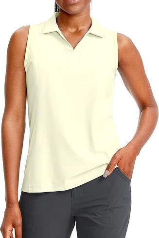 Women's Sleeveless Golf Polo Shirts Tennis Quick Dry Collared Tank Tops V-Neck Polos for Women(Purple,XL) in Kuwait