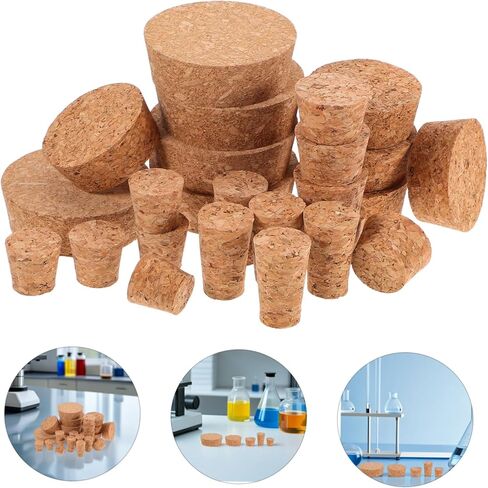 Homoyoyo 25pcs Soft Tapered Cork Stoppers: Leak-proof Airtight Stoppers for Laboratory Home Use - Reusable Plugs for Glass Sample Jars in Saudi Arabia