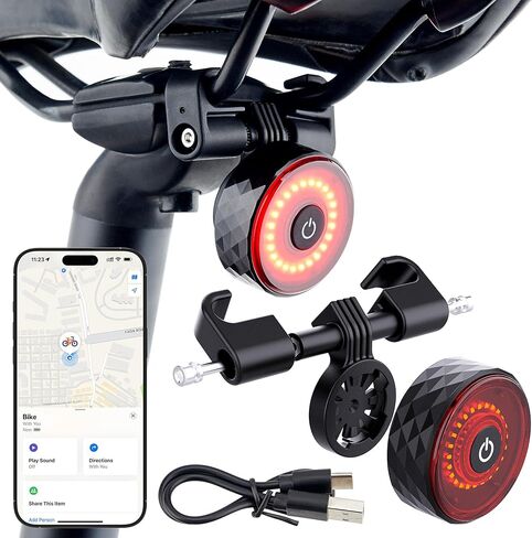 Bike Tail Light with Tracker, GPS Tracker(Work with Apple Find My,iOS Only),Type C USB Rechargeable 5 Light Modes, IPX6 Waterproof,Bicycle Taillight Road Mountain Night Riding Cycling Safety Flash in Kuwait