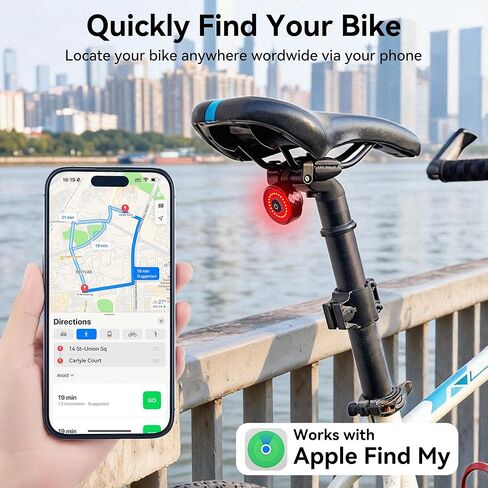 Bike Tail Light with Tracker, GPS Tracker(Work with Apple Find My,iOS Only),Type C USB Rechargeable 5 Light Modes, IPX6 Waterproof,Bicycle Taillight Road Mountain Night Riding Cycling Safety Flash in Kuwait