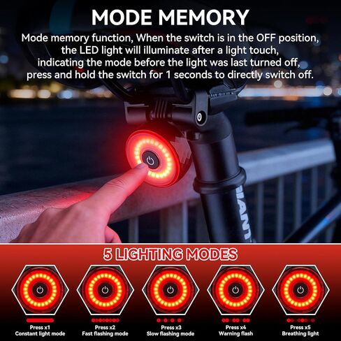 Bike Tail Light with Tracker, GPS Tracker(Work with Apple Find My,iOS Only),Type C USB Rechargeable 5 Light Modes, IPX6 Waterproof,Bicycle Taillight Road Mountain Night Riding Cycling Safety Flash in Kuwait