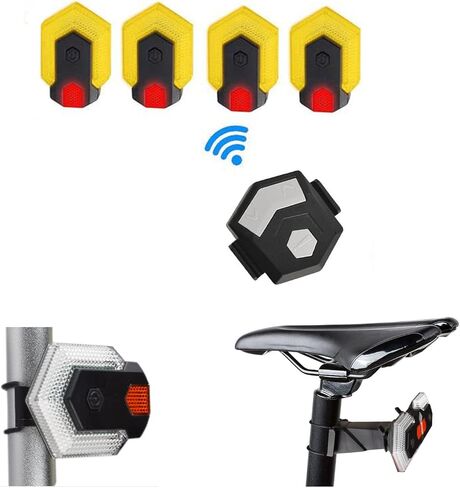 إشارة الانعطاف الخلفية للدراجة الذكية - أضواء أمامية وخلفية، ضوء تحذير للدراجة، ضوء وامض آمن قابل للشحن عبر USB مقاوم للماء لركوب الدراجات على الطرق in Kuwait