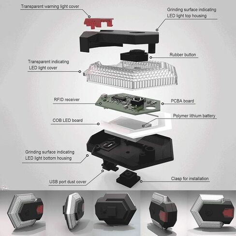 إشارة الانعطاف الخلفية للدراجة الذكية - أضواء أمامية وخلفية، ضوء تحذير للدراجة، ضوء وامض آمن قابل للشحن عبر USB مقاوم للماء لركوب الدراجات على الطرق in Kuwait