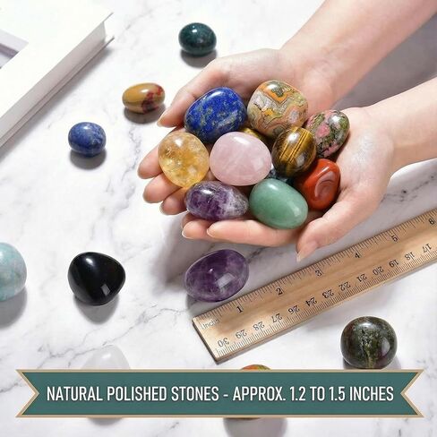 أحجار كريستال يوبيرلايت مصقولة كبيرة جدًا - قطعتان من حجر القلق مقاس 1.2 سم للقلق، أحجار كريمة في نخيل الجيب، صخور طبيعية منتقاة يدويًا للتأمل، والريكي، والشاكرا، وديكور المنزل in Kuwait