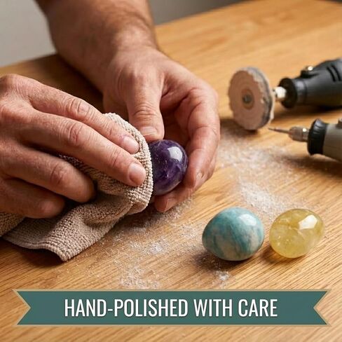 أحجار كريستال يوبيرلايت مصقولة كبيرة جدًا - قطعتان من حجر القلق مقاس 1.2 سم للقلق، أحجار كريمة في نخيل الجيب، صخور طبيعية منتقاة يدويًا للتأمل، والريكي، والشاكرا، وديكور المنزل in Kuwait