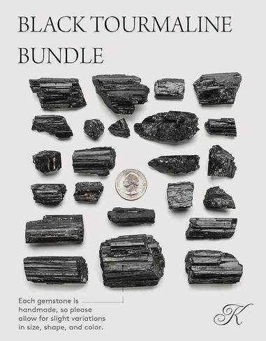 KALIFANO Black Tourmaline Bundle with Calming and Purification Energy - Brazilian Turmalina Negra Schorl Reiki Healing Crystal Used for Protection and Security (Information Card Included) in Saudi Arabia