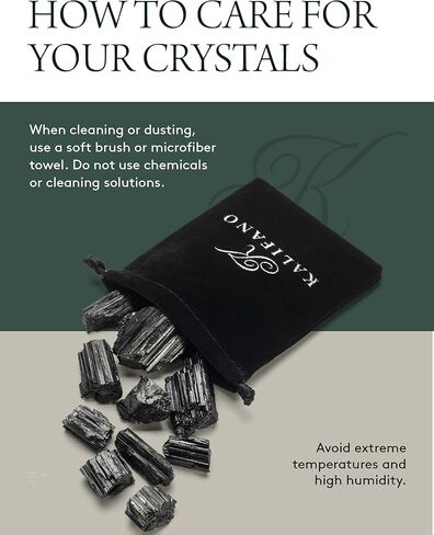 KALIFANO Black Tourmaline Bundle with Calming and Purification Energy - Brazilian Turmalina Negra Schorl Reiki Healing Crystal Used for Protection and Security (Information Card Included) in Saudi Arabia