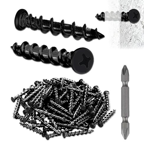 Drywall Anchors with Screwdriver Bit Included, 1/4 x 1-1/2 Inch Black Coated Pan Head Alloy Steel, 100-Pack Heavy Duty Wall Anchors for Drywall, Wood & Masonry Materials in Kuwait