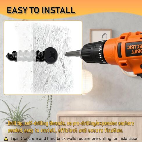 Drywall Anchors with Screwdriver Bit Included, 1/4 x 1-1/2 Inch Black Coated Pan Head Alloy Steel, 100-Pack Heavy Duty Wall Anchors for Drywall, Wood & Masonry Materials in Kuwait