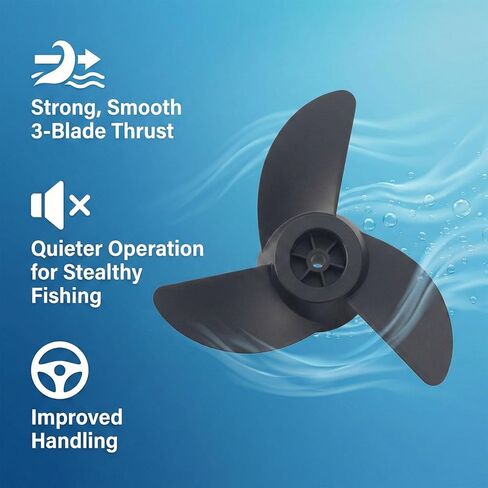 MGA089B Motorguide Propeller، 3 Blade Trolling Motor Propeller لمحرك MotorGuide 3.5 "، Machete III Black 3-Blade Prop for MotorGuide R3 55lb، W55، Xi5 36v، 75 محرك التصيد اللاسلكي in Kuwait