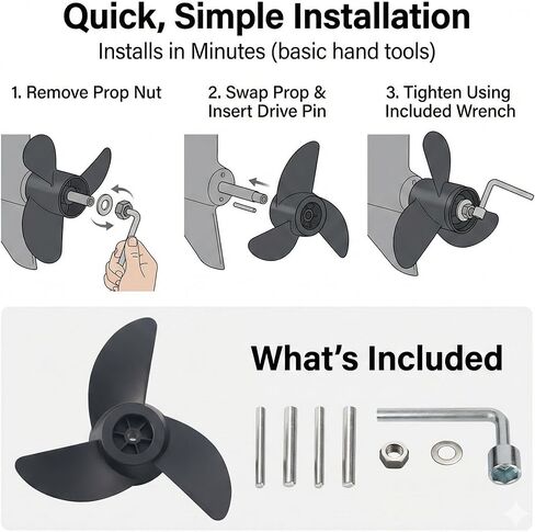 MGA089B Motorguide Propeller، 3 Blade Trolling Motor Propeller لمحرك MotorGuide 3.5 "، Machete III Black 3-Blade Prop for MotorGuide R3 55lb، W55، Xi5 36v، 75 محرك التصيد اللاسلكي in Kuwait