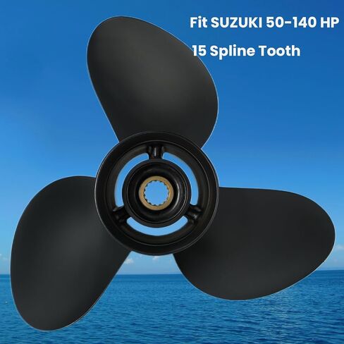 OEM Upgrade 14×19 Aluminum Boat Propeller for Suzuki 50/60/70/90/100/115/140 HP Outboard Engines, 3-Blade RH, 15-Spline Tooth (14 (Dia) x 19 (Pitch) in Kuwait