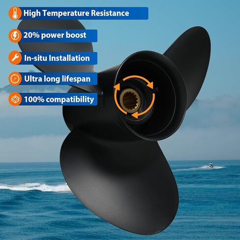 OEM Upgrade 14×19 Aluminum Boat Propeller for Suzuki 50/60/70/90/100/115/140 HP Outboard Engines, 3-Blade RH, 15-Spline Tooth (14 (Dia) x 19 (Pitch) in Kuwait
