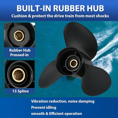 OEM Upgrade 14×19 Aluminum Boat Propeller for Suzuki 50/60/70/90/100/115/140 HP Outboard Engines, 3-Blade RH, 15-Spline Tooth (14 (Dia) x 19 (Pitch) in Kuwait
