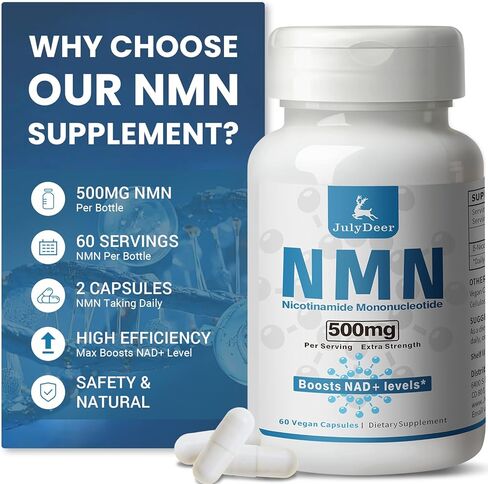 NMN 500mg, Max Absorbency & Fast-Acting NMN Supplement, 99% Pure NMN (Nicotinamide Mononucleotide) for Boosts NAD+ Levels, Cell, Immune, Energy, Muscle, Anti-Aging, Longevity, Women & Men in Saudi Arabia