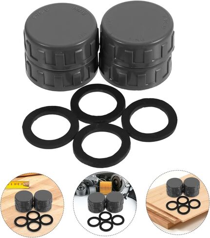 OUNONA 4Sets PVC Pipe Cap Fittings Threaded Connector with Dedicated Washer PVC Material for Reliable Sealing Various Plumbing Applications in Kuwait