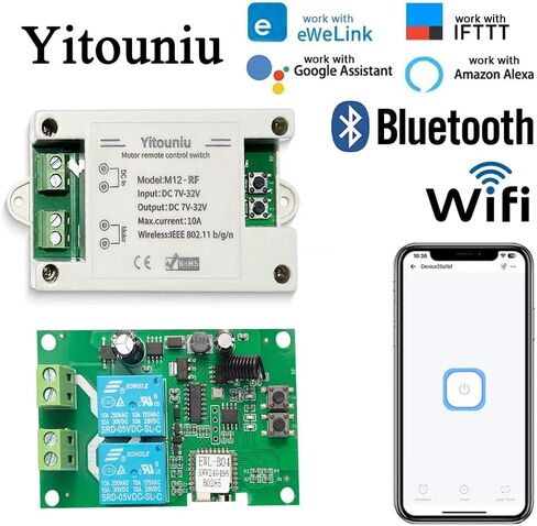 EWeLink DC7-32V 10A Motor Forward Reverse Controller Switch, WiFi Bluetooth Remote Control, RF Compatible,Works with Alexa/Google Home Compatible, Smart Timing for Electric Desks, Screens in Saudi Arabia