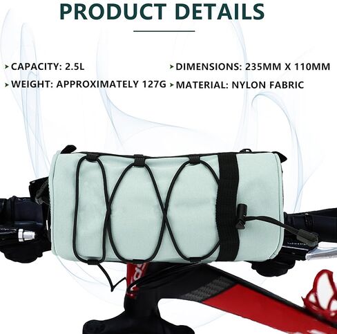 Waterproof Bike Handlebar Bag, Nylon Bicycle Handlebar Bag with Side Pockets & Elastic Band for Commuting, Travel & Daily Cycling (Green) in Kuwait