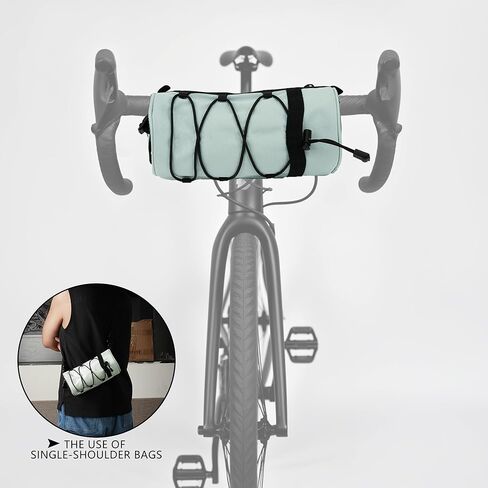 Waterproof Bike Handlebar Bag, Nylon Bicycle Handlebar Bag with Side Pockets & Elastic Band for Commuting, Travel & Daily Cycling (Green) in Kuwait