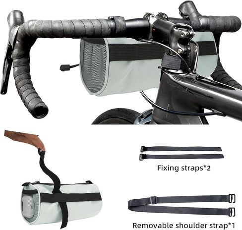 Waterproof Bike Handlebar Bag, Nylon Bicycle Handlebar Bag with Side Pockets & Elastic Band for Commuting, Travel & Daily Cycling (Green) in Kuwait