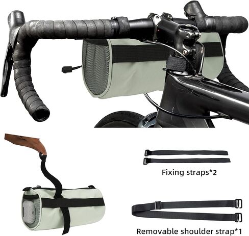 Waterproof Bike Handlebar Bag, Nylon Bicycle Handlebar Bag with Side Pockets & Elastic Band for Commuting, Travel & Daily Cycling (Green) in Kuwait