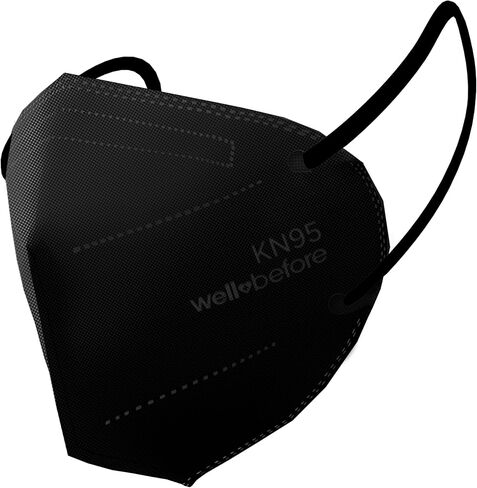 أقنعة الوجه KN95 10 حزمة (متوسطة ، أسود) الحماية ذات 5 طبقات بشكل فردي مع حلقة أذن مرنة مما يجعلها قناع وجه مريح ومريح in Kuwait