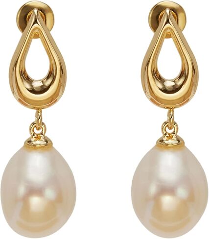 أقراط FARF & ME لؤلؤة للنساء ، مقبلات مطلقة من الذهب مقاس 18 كيلو بايت بالمياه العذبة الطبيعية ، وأقراط لؤلؤة لؤلؤة خفيفة الوزن ، أقراط للدموع الأنيقة لحفل الزفاف in Kuwait