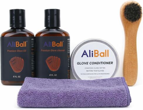 AliBall Ultimate Baseball Mitt Maintenance Kit | 8-Piece Cleaner, Oil, Brushes & Towels Combo in Kuwait