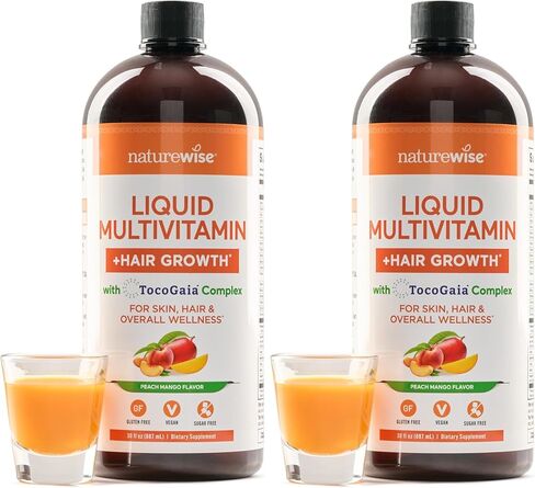 NatureWise Liquid Multivitamin Hair Growth for Women & Men + Clinically Proven Tocogaia®, Biotin, Vitamin D, E, B - Sugar Free Multivitamin for Hair Growth & Skin Elasticity - 30 fl oz[30 Servings] in Saudi Arabia