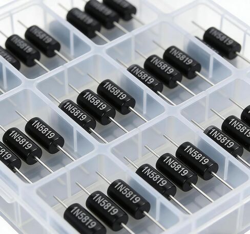 100 قطعة 1N5819 صمامات شوتكي 1A 40V DO-41 - مقومات عالية الكفاءة لإمدادات الطاقة، ومشاريع Arduino، وإلكترونيات PCB، وأنظمة الطاقة الشمسية والدوائر التي يمكنك صنعها بنفسك in Saudi Arabia