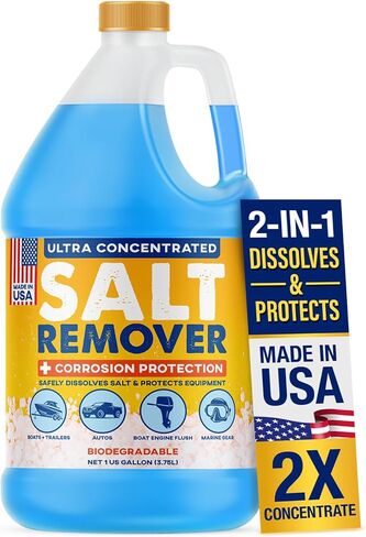 مزيل الملح المركز مزيل مجموعة Flush Kit + حماية التآكل - مصنوعة في الولايات المتحدة | ذهب الملح للقوارب والسيارات | المحرك البحري ومحرك الخارجي Flush | ينظف القوارب والمقطورات والمزيد | 32 أوقية in Kuwait