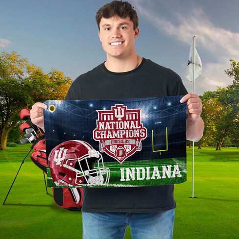 Northwest 2025 NCAA Football Championship Indiana Hoosiers Golf Towel, Official Licensed Microfiber Waffle Fabric, Absorbent 16x25 in Club Cleaning Accessory in Saudi Arabia