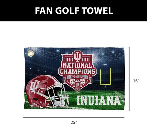 Northwest 2025 NCAA Football Championship Indiana Hoosiers Golf Towel, Official Licensed Microfiber Waffle Fabric, Absorbent 16x25 in Club Cleaning Accessory in Saudi Arabia