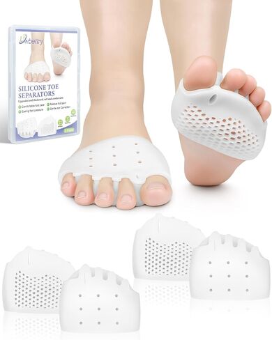 فواصل فواصل أصابع القدم من السيليكون للنساء والرجال، أدوات فرد ومطرقة مصححة للأورام، وتخفيف آلام القدم، وسادات قابلة للتنفس لمقدمة القدم، ووسادة مشط القدم مع فصل لأصابع القدم، أكثر سمكًا، وناعمة، زوجان in Kuwait
