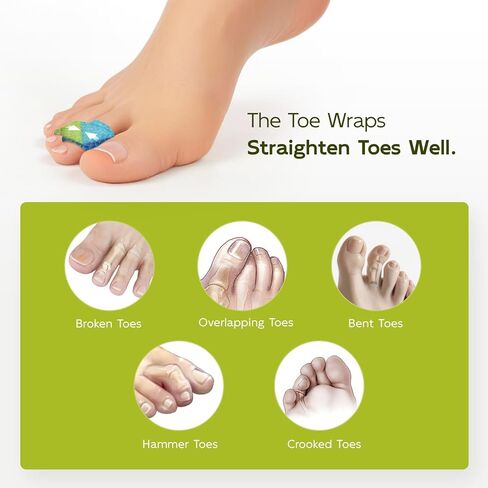 Bukihome Hammertoe Corrector - 8 Pack Toe Straighteners - Broken Toe Wraps - Realign Bent, Curled, Crooked, Claw, Hammer Toes - Toe Corrector Splints for Men and Women (Multi-Size, Patterned) in Saudi Arabia