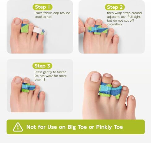 Bukihome Hammertoe Corrector - 8 Pack Toe Straighteners - Broken Toe Wraps - Realign Bent, Curled, Crooked, Claw, Hammer Toes - Toe Corrector Splints for Men and Women (Multi-Size, Patterned) in Saudi Arabia