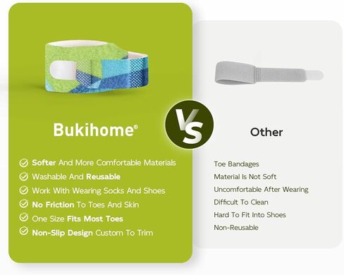 Bukihome Hammertoe Corrector - 8 Pack Toe Straighteners - Broken Toe Wraps - Realign Bent, Curled, Crooked, Claw, Hammer Toes - Toe Corrector Splints for Men and Women (Multi-Size, Patterned) in Saudi Arabia