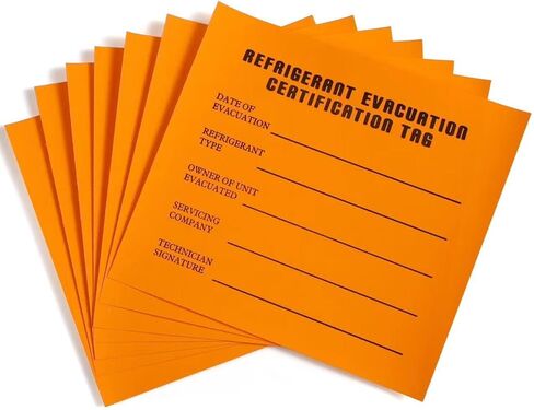 Refrigeration Evacuation Recover Cerification Tag Stickers 30 Pack in Saudi Arabia